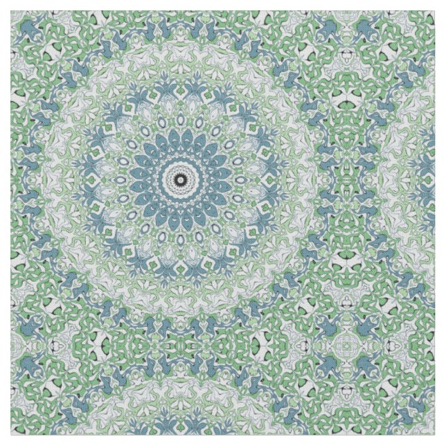 Mandala-Muster an der grünen und blauen Küste Stoff (Nahaufnahme)