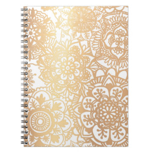 Mandala-Muster aus Gold und Weiß Notizblock