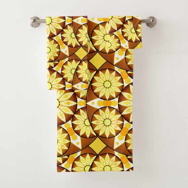 Mandala Muster, Brauntöne und Gold Badhandtuch Set (Insitu)