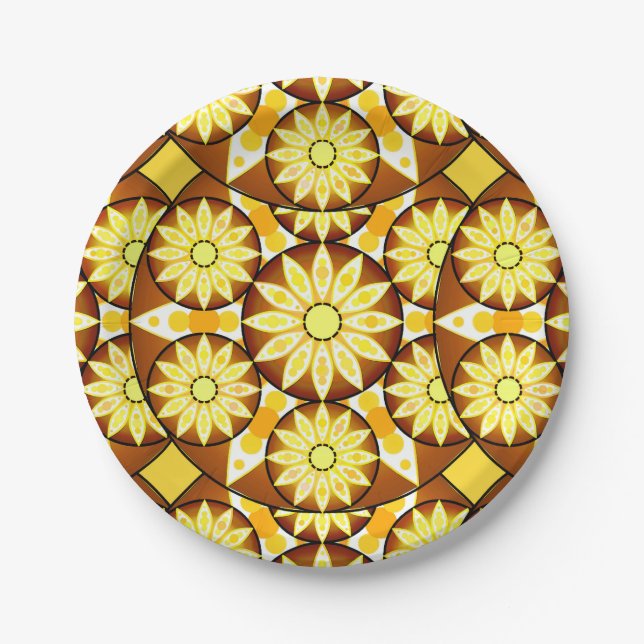 Mandala-Muster, Brauntöne und Gold Pappteller (Vorderseite)