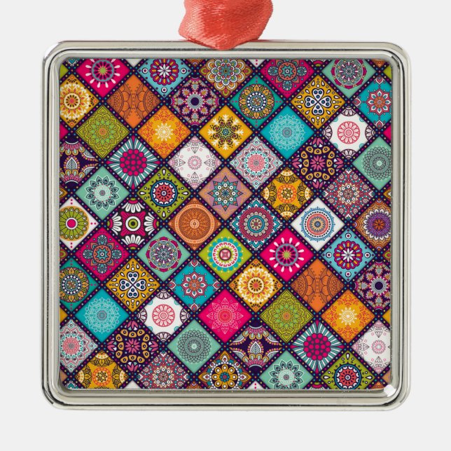 Mandala Muster bunt marokkanisch Ornament Aus Metall (Vorne)