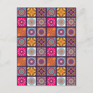 Mandala Muster bunt marokkanisch Postkarte