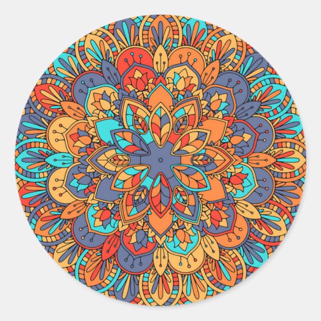Mandala Muster bunt marokkanisch Runder Aufkleber (Vorderseite)