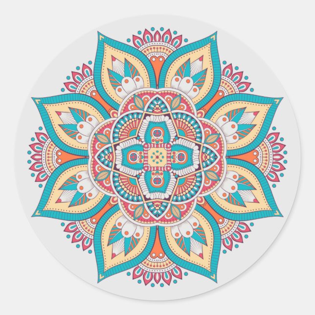 Mandala Muster bunt marokkanisch Runder Aufkleber (Vorderseite)