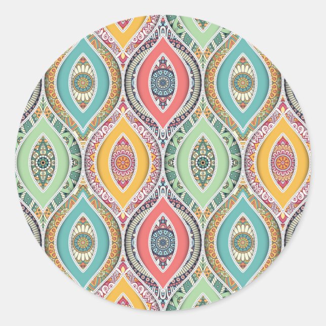 Mandala Muster bunt marokkanisch Runder Aufkleber (Vorderseite)