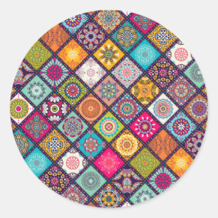 Mandala Muster bunt marokkanisch Runder Aufkleber