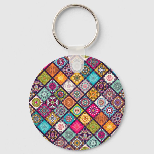 Mandala Muster bunt marokkanisch Schlüsselanhänger (Vorderseite)