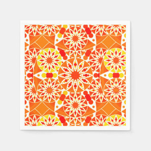 Mandala Muster, Coral Orange und Gold Serviette