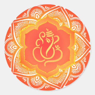 Mandala-Muster Festlicher Ganesh/ Indischer Gott  Runder Aufkleber