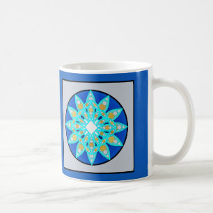 Mandala Muster in Cobalt Blau und Grau / Grau Kaffeetasse