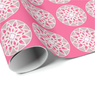 Mandala-Muster in heißen rosa, weiß und grau Geschenkpapier