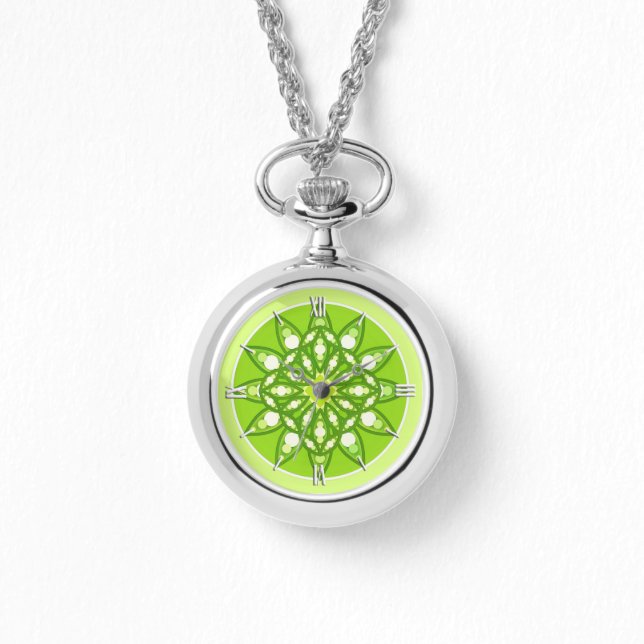 Mandala-Muster in Kalkgrün Armbanduhr (Vorderseite)