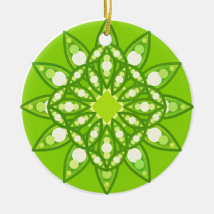 Mandala-Muster in Kalkgrün Keramik Ornament