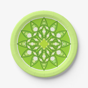 Mandala-Muster in Kalkgrün Pappteller