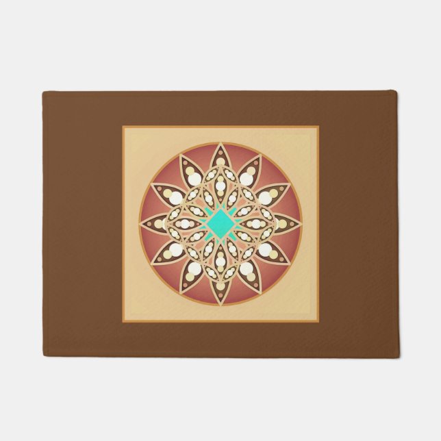 Mandala-Muster in Karamell und Schokolade Fußmatte (Vorderseite)