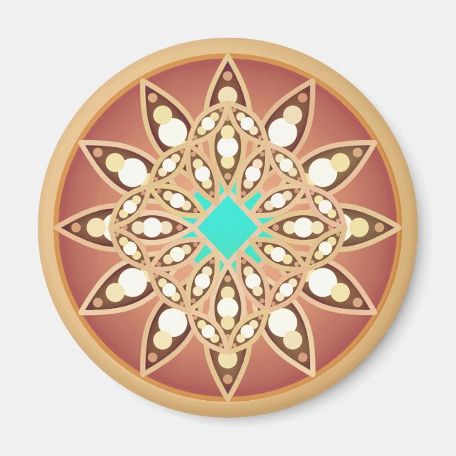 Mandala-Muster in Karamell und Schokolade Magnet (Vorne)