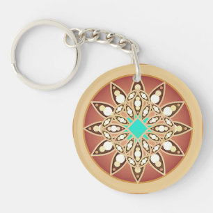 Mandala-Muster in Karamell und Schokolade Schlüsselanhänger