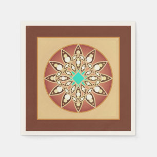 Mandala-Muster in Karamelll und Schokolade Serviette