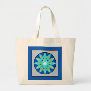 Mandala-Muster in Kobalt, Grau und Türkis Jumbo Stoffbeutel
