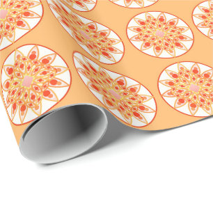 Mandala-Muster in Koralle, Orange und Gold Geschenkpapier