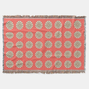 Mandala-Muster in Korallenrosa, Schokolade und Brä Decke