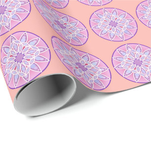 Mandala-Muster in Lavendel, Orchideen und Korallen Geschenkpapier