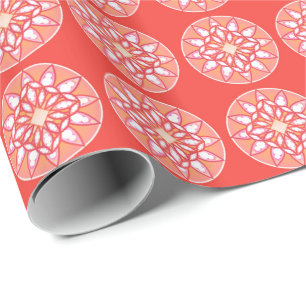 Mandala-Muster in Lavendel, Orchideen und Korallen Geschenkpapier