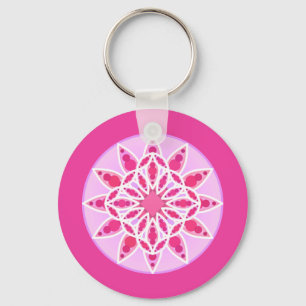 Mandala Muster in Rosa, Fuchsien und Weiß Schlüsselanhänger