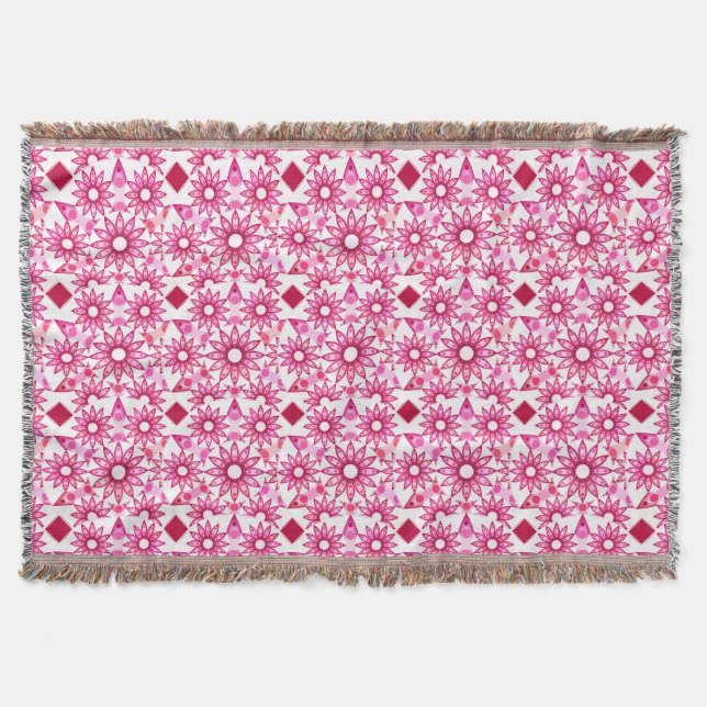 Mandala-Muster in Rosa- und Marontönen Decke (Vorderseite)