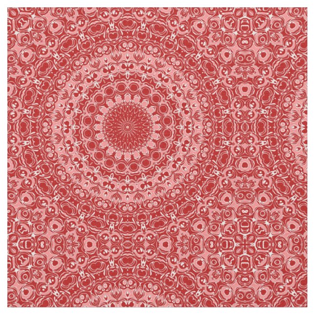 Mandala-Muster in Rot und Weiß Stoff (Nahaufnahme)