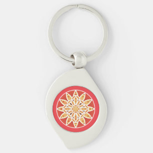 Mandala-Muster in Schokolade, Karamelll und Korall Schlüsselanhänger