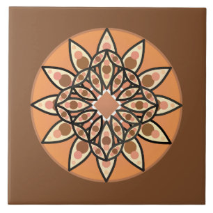 Mandala-Muster in Schokolade, Terrakotta und Rost Fliese