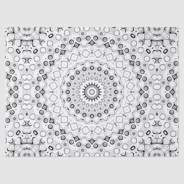 Mandala-Muster in Schwarz und Weiß Seidenpapier (Vorderseite)