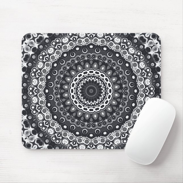 Mandala-Muster in Schwarzweiß Mousepad (Mit Mouse)
