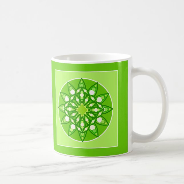 Mandala Muster in Shades of Lime Green Kaffeetasse (Rechts)