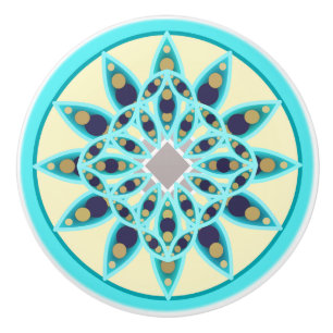 Mandala-Muster in Türkis, Bräune und Marine Keramikknauf