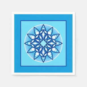 Mandala-Muster in Türkis, Kobalt und Weiß Serviette