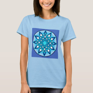 Mandala-Muster in Türkis, Kobalt und Weiß T-Shirt