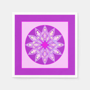 Mandala-Muster in Violett, Orchideen und Rosa Serviette