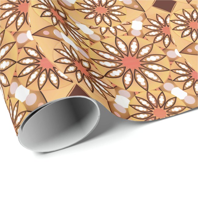 Mandala-Muster, karamellbraun, schokoladenbraun Geschenkpapier (Rolleneckpunkt)