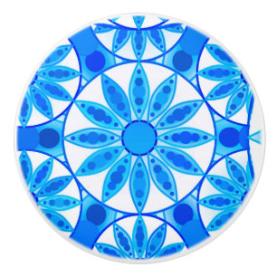 Mandala-Muster, Kobalt, Türkis und Weiß Keramikknauf