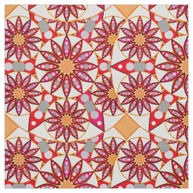 Mandala-Muster, Korallen, Pfirsich, Weiß und Grau Stoff (Muster)
