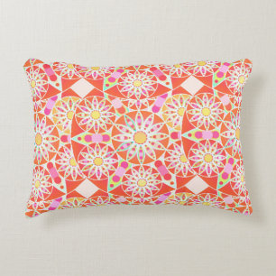 Mandala-Muster, korallenrot, pink, gold Zierkissen