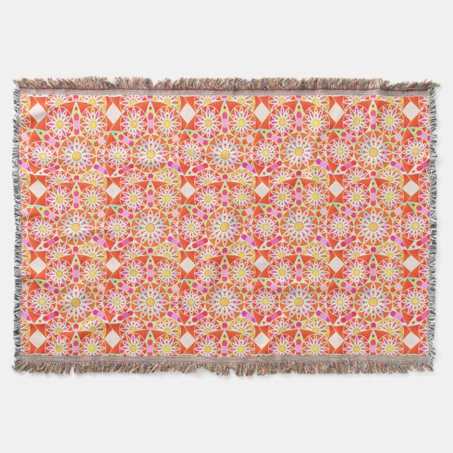 Mandala-Muster, korallenrot, rosa, gold Decke (Vorderseite)