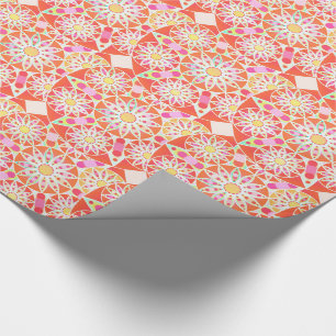 Mandala-Muster, korallenrot, rosa, gold Geschenkpapier