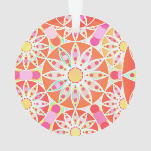 Mandala-Muster, korallenrot, rosa, gold Ornament