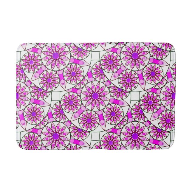 Mandala-Muster, Lavendel, rosa, heißrosa, weiß Badematte (Vorderseite)