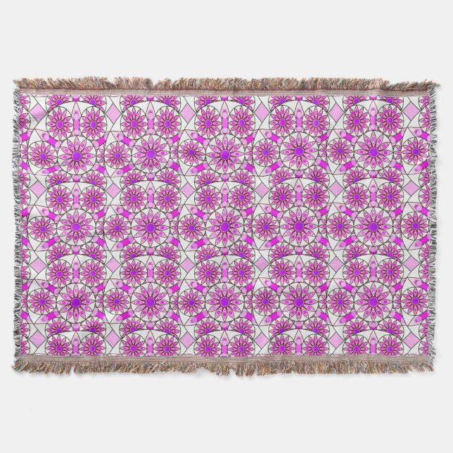Mandala-Muster, Lavendel, rosa, heißrosa, weiß Decke (Vorderseite)
