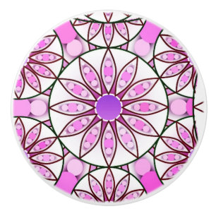 Mandala-Muster, Lavendel, rosa, heißrosa, weiß Keramikknauf