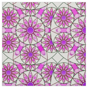 Mandala-Muster, Lavendel, rosa, heißrosa, weiß Stoff